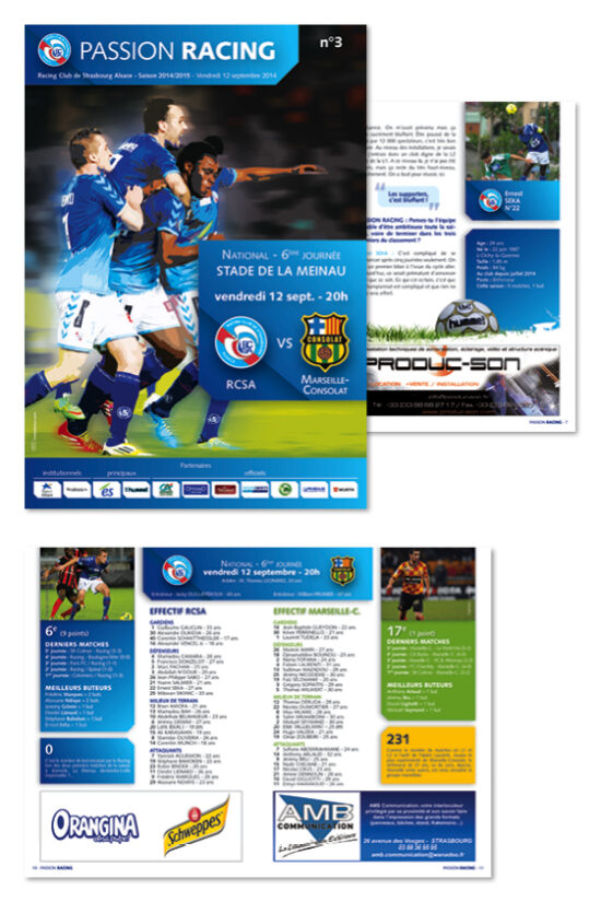 Création et réalisation des magazines de match du RCS de 2012 à 2016